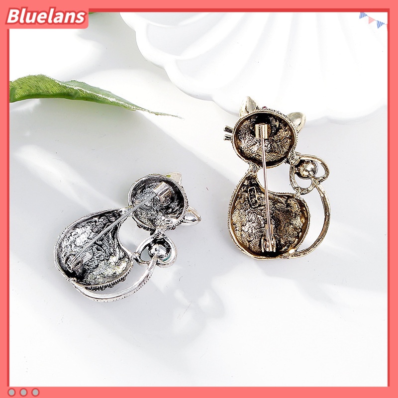 [BLS] Retro Lucu Kucing Bros Berlian Imitasi anti-Cahaya Bros high-end Syal Sutra pin Korsase