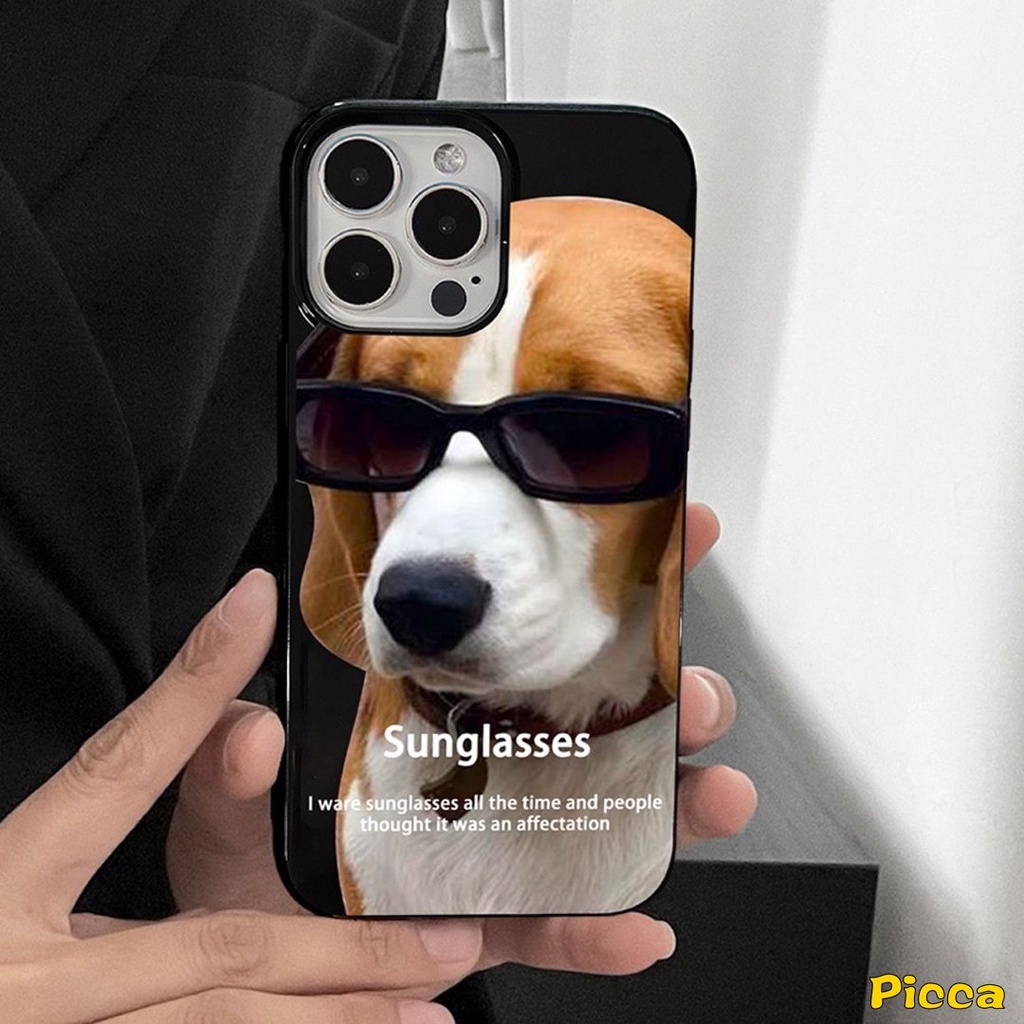 Graffiti Fun Dachshund Dog Glossy Phone Case Kompatibel Untuk IPhone 7Plus 11xr 7 8 Plus X XS Max 12 11 14 13 Pro Max SE 2020 Kacamata Hitam Anjing Kucing Lucu Shockproof Lembut Tpu Penutup Belakang