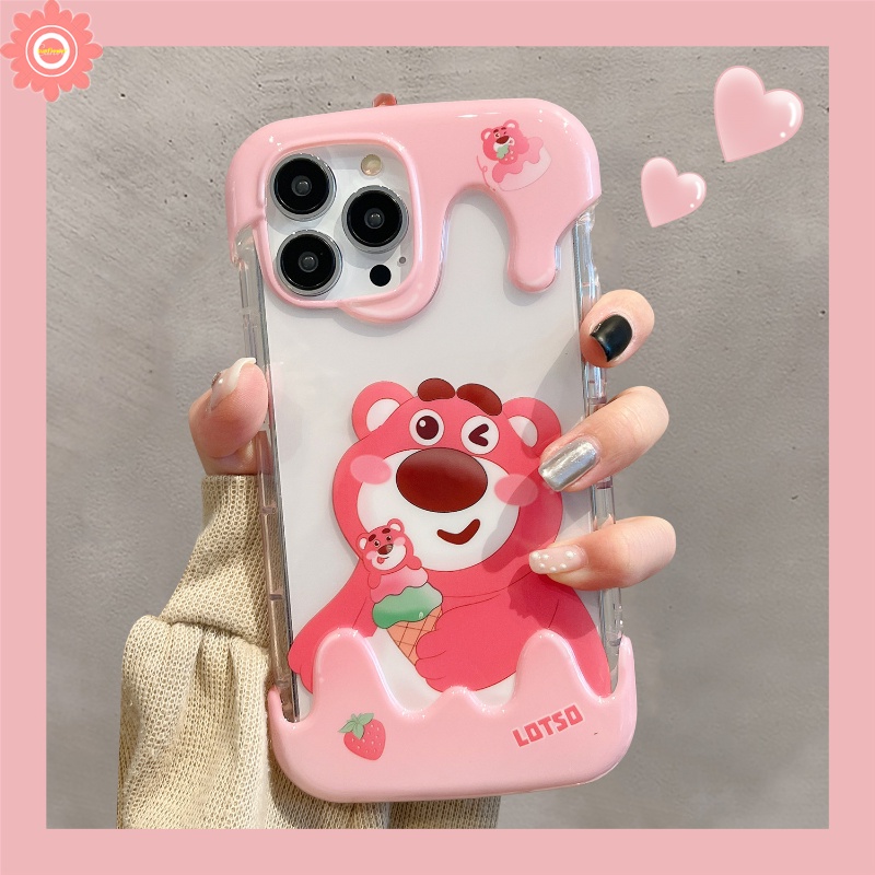 IPHONE Kartun Imut Beruang Kelinci Case Yang Indah Kompatibel Untuk Iphone11 7Plus XR 14 13 12 Pro Max X 7 8 Plus XS Max Permen 3D Es Krim Soft Cover