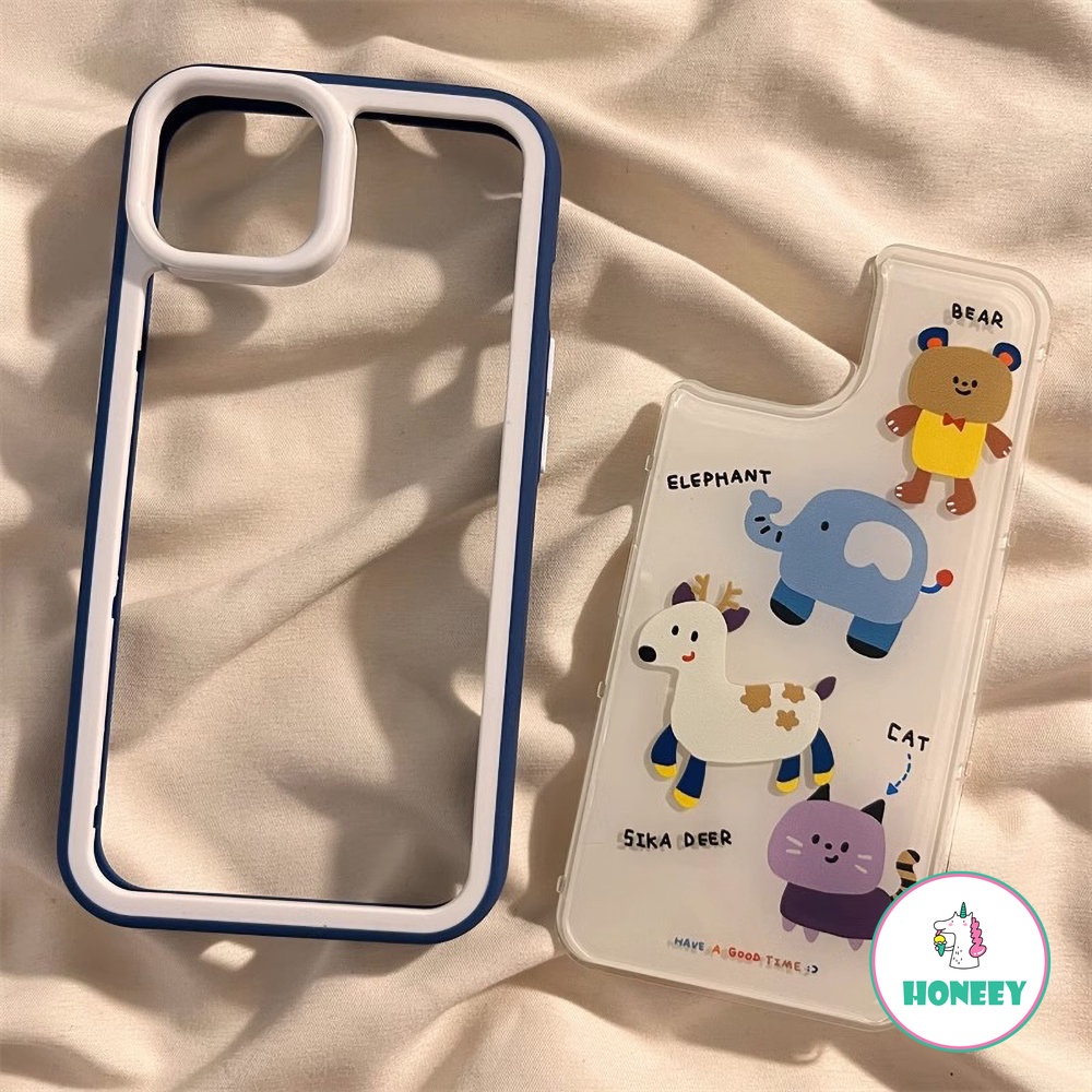 IPHONE Casing Ponsel Binatang Kartun Yang Indah Kompatibel Untuk Iphone14 Pro 13 12 Pro Max Case Iphone11Paket Lengkap Sarung Tahan Guncangan