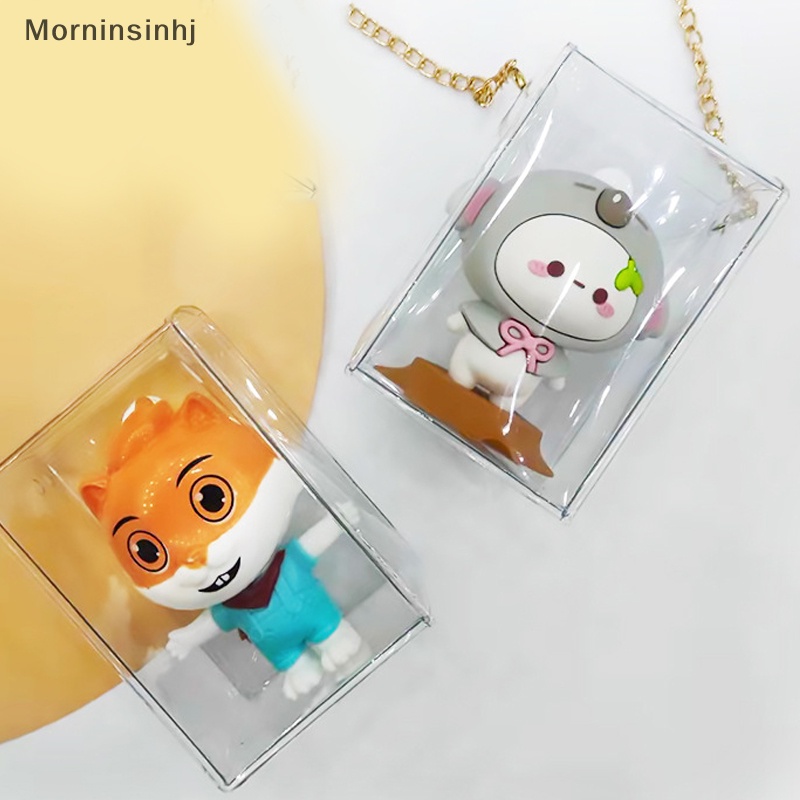 Mornin Kotak Display Akrilik Transparan Single Model Boneka Storage Display Box Matt Tahan Debu Buatan Tangan PVC Transparan Tas Mini Dengan Rantai Atau Gantungan Kunci 3D Boneka Bag id