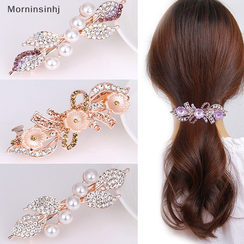 Mornin Kristal Mutiara Busur Jepit Rambut Untuk Wanita Aksesoris Rambut Berlian Imitasi Jepit Rambut Busur Elegan Hair Clip Barrette Untuk Pernikahan Hiasan Kepala id