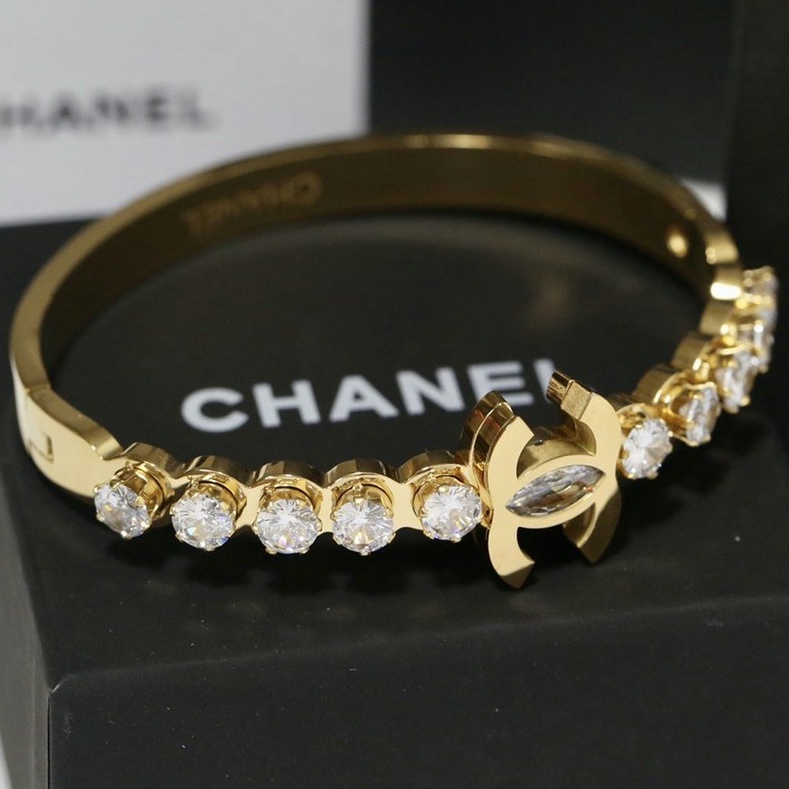 Gelang Double C Diamond Untuk Pasangan Gelang Titanium Klasik Unik