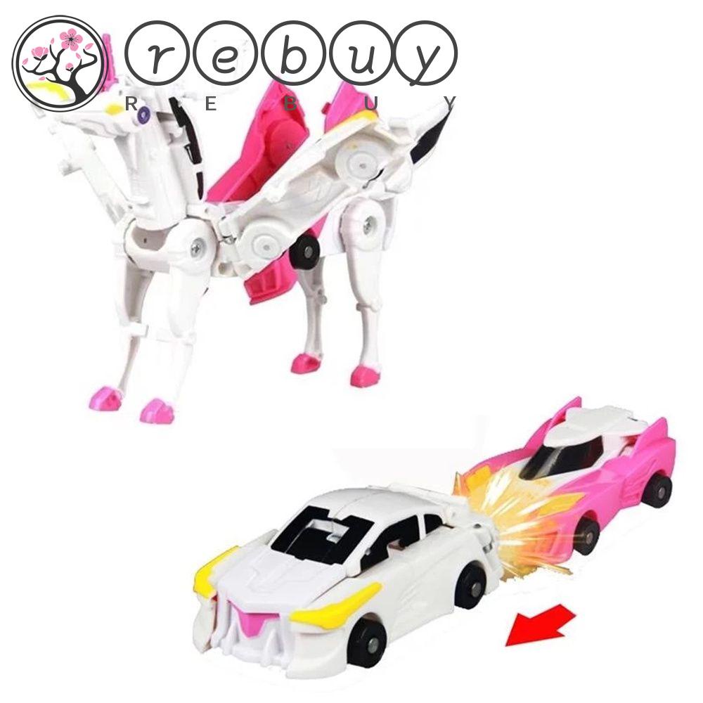 REBUY Rebuy Unicorn Robot Mainan Model Mobil Untuk Anak Kendaraan Mobil Mainan Action Figure Robot Mini Deformation Combining Toys