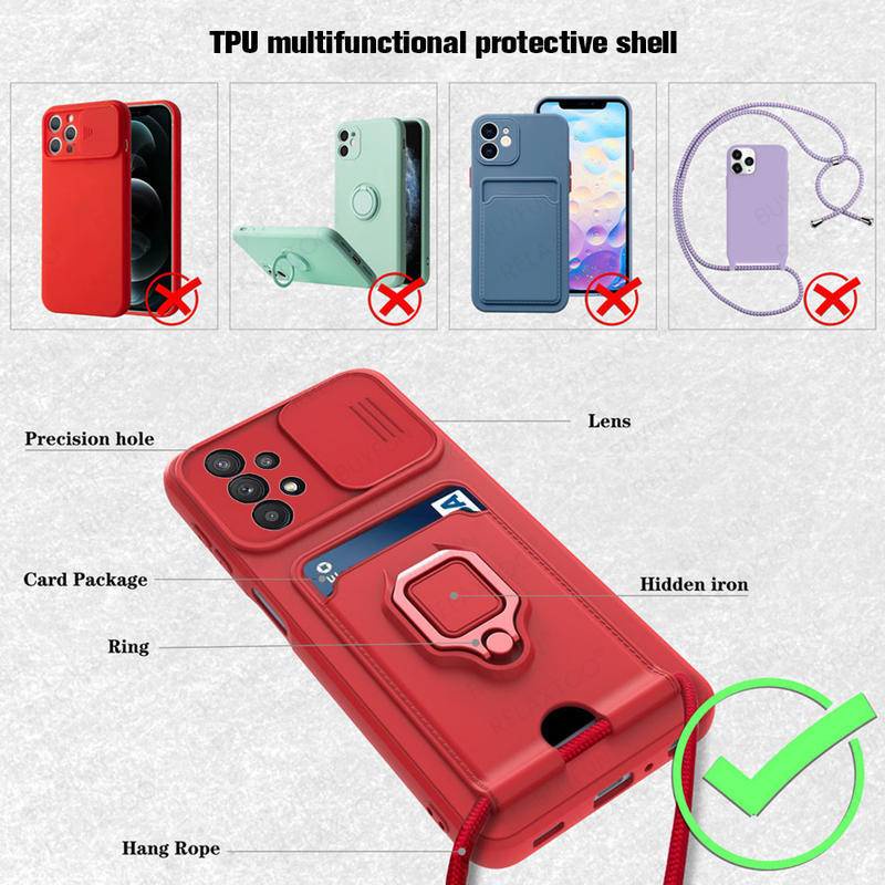 Kamera Push Window Protector Case Untuk Samsung Galaxy S20 S21 FE S22 S23 Plus Ultra Dompet Slot Kartu Cincin Magnet Stand Cover