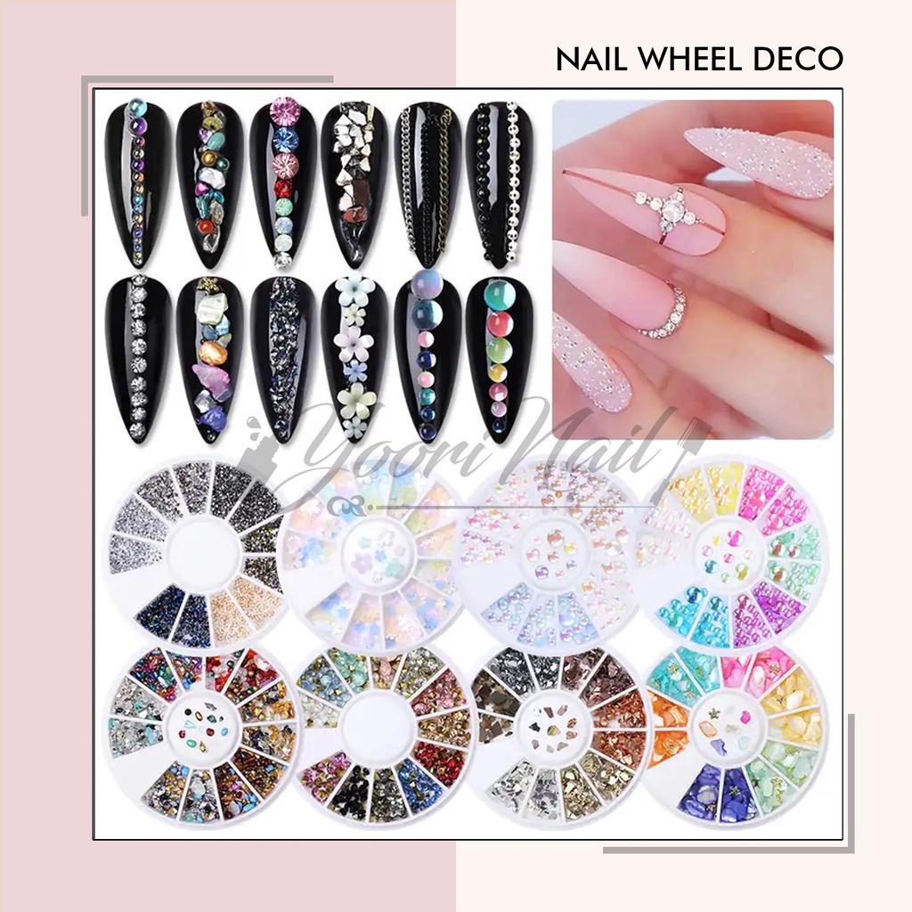 Nail deco wheel nail art rhinestones colorful square star multicolorful rainbow wheel