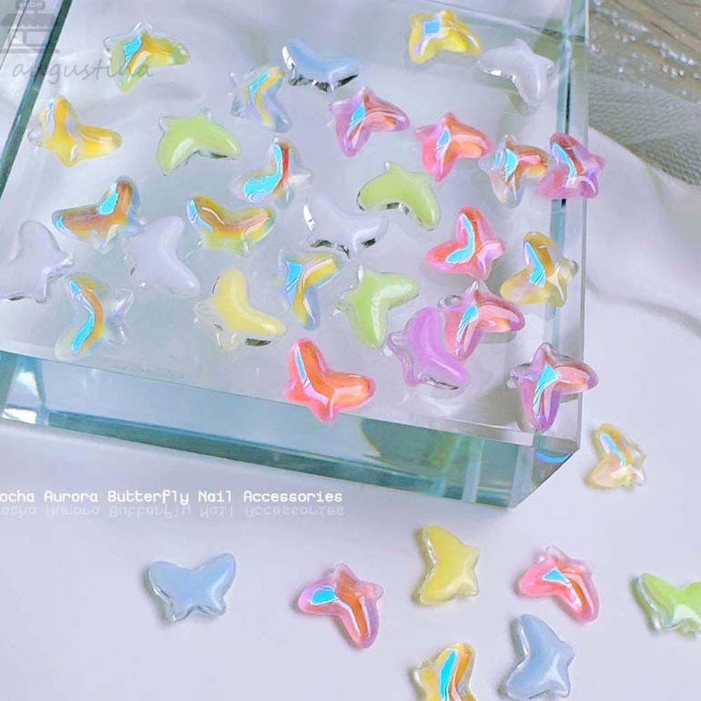 AUGUSTINA Agustina Kupu-Kupu Dekorasi Kuku Wanita Korea Manicure Aksesoris Kristal Kupu-Kupu Hiasan Kuku Nail Jewelry