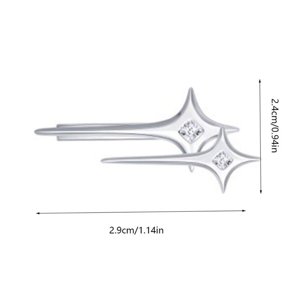 AUGUSTINA Jepit Rambut, Klip Samping Berlian, Hair Barrette Jepit Rambut Bahan Metal Silver Untuk Wanita