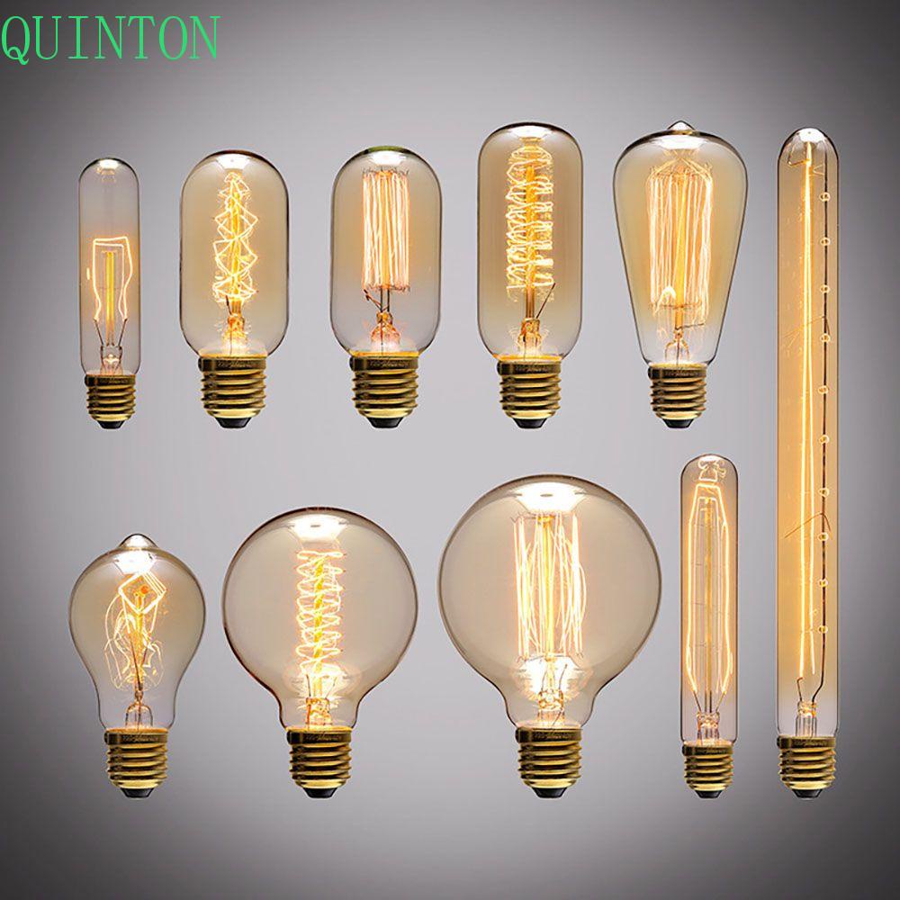 QUINTON Bohlam Pijar 1pcs E27 Aman Retro Spiral/Stright Filament Warm Lights Alat Lampu