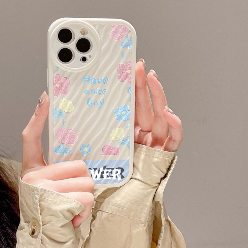 IPHONE Flowers Casing Ponsel Riak Air Kompatibel Untuk Iphone11 13 12 14 Pro Max14 Plus XR X XS MAX 7Plus 8Plus 7 8 SE 2020 2022 Shockproof Cover