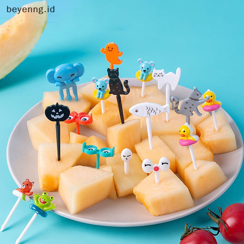 Beyen Garpu Buah Hewan Mini Kartun Anak Snack Kue Dessert Makanan Tusuk Gigi Buah ID