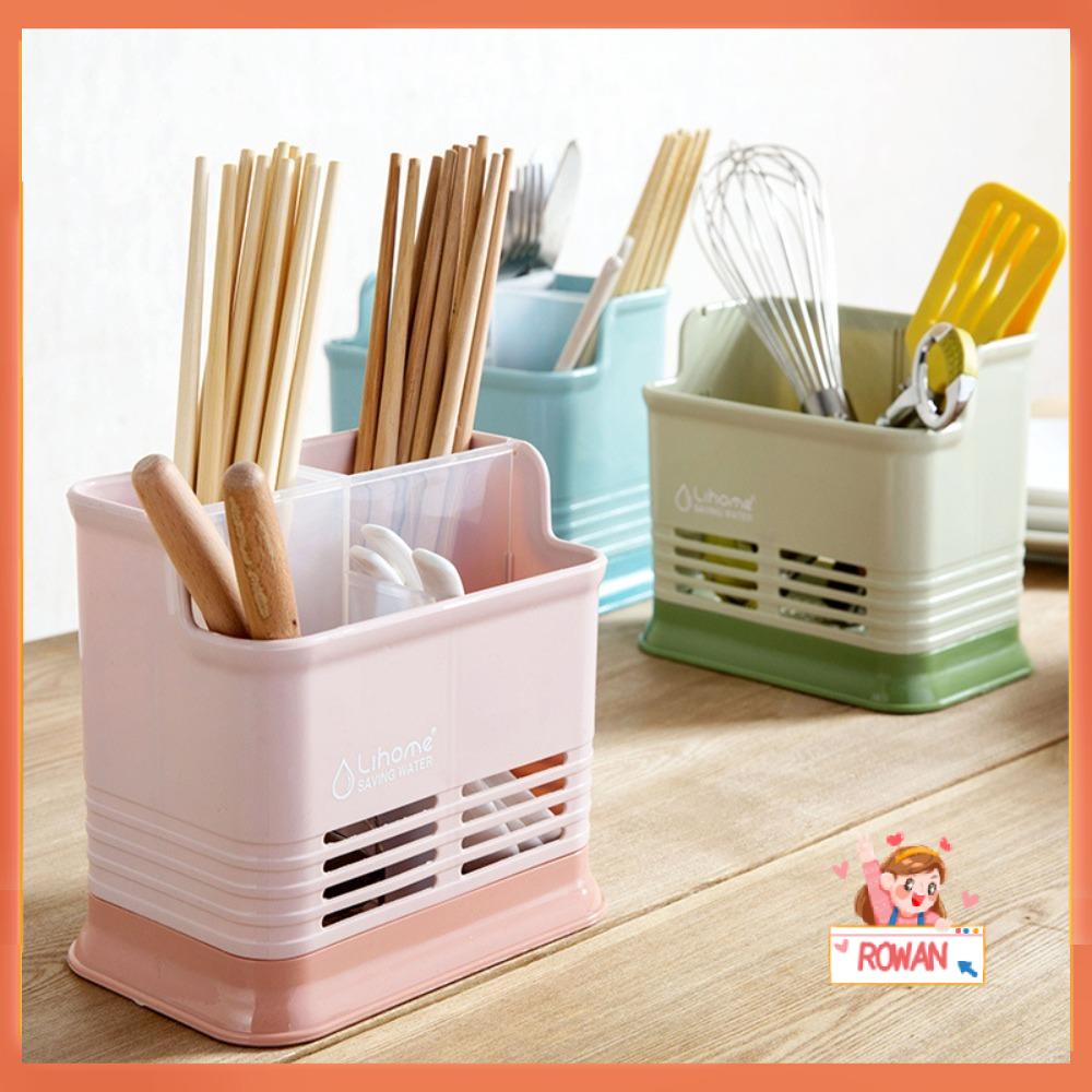 R-FLOWER Tempat Sendok Sumpit Garpu Multifungsi Alat Dapur Rumah Drain Storage Rack Pen Box Cutlery Holder