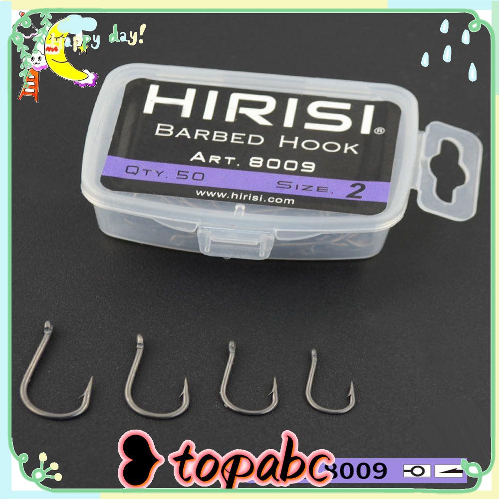 TOP 50pcs Pengait Ikan Gurame 8009ks Umpan Ikan Karbon Tinggi Aksesoris Memancing Fishooks Bermata