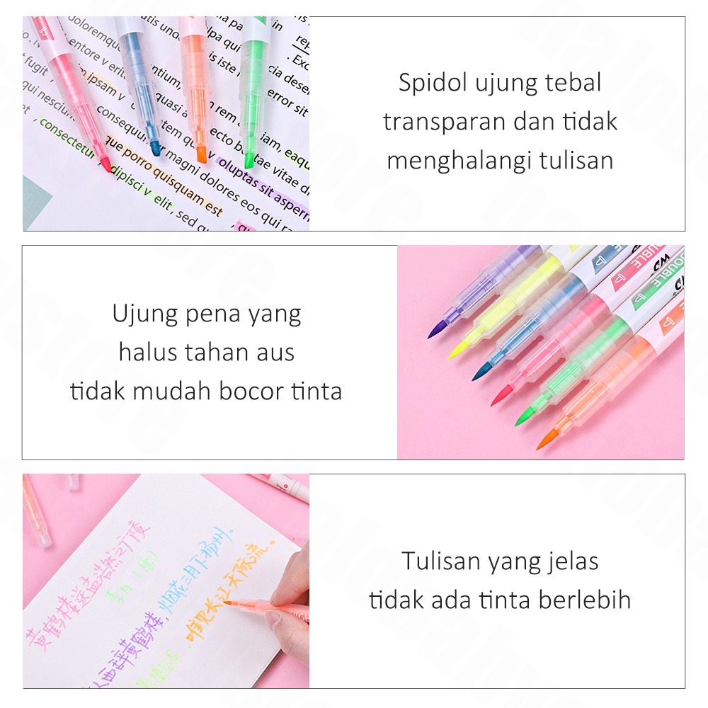 Halo Baby Highlighter Pen 6 Warna Stabilo Set/Stabilo Double Tip