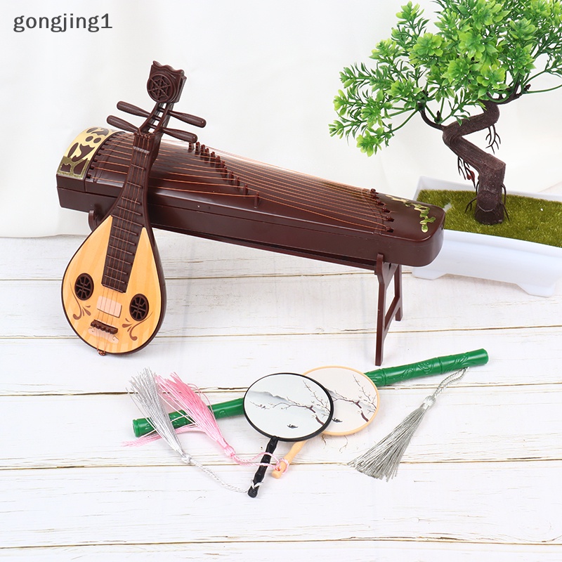 Ggg Rumah Boneka Miniatur Layar Lipat Suling Lute Guzheng Kipas Life Scene Ornament ID