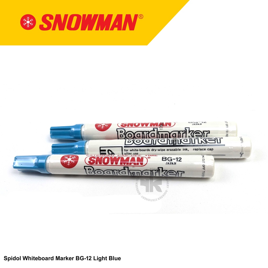 

Snowman Whiteboard Marker Spidol Besar Biru Muda BG-12 Light Blue (Round Tip)