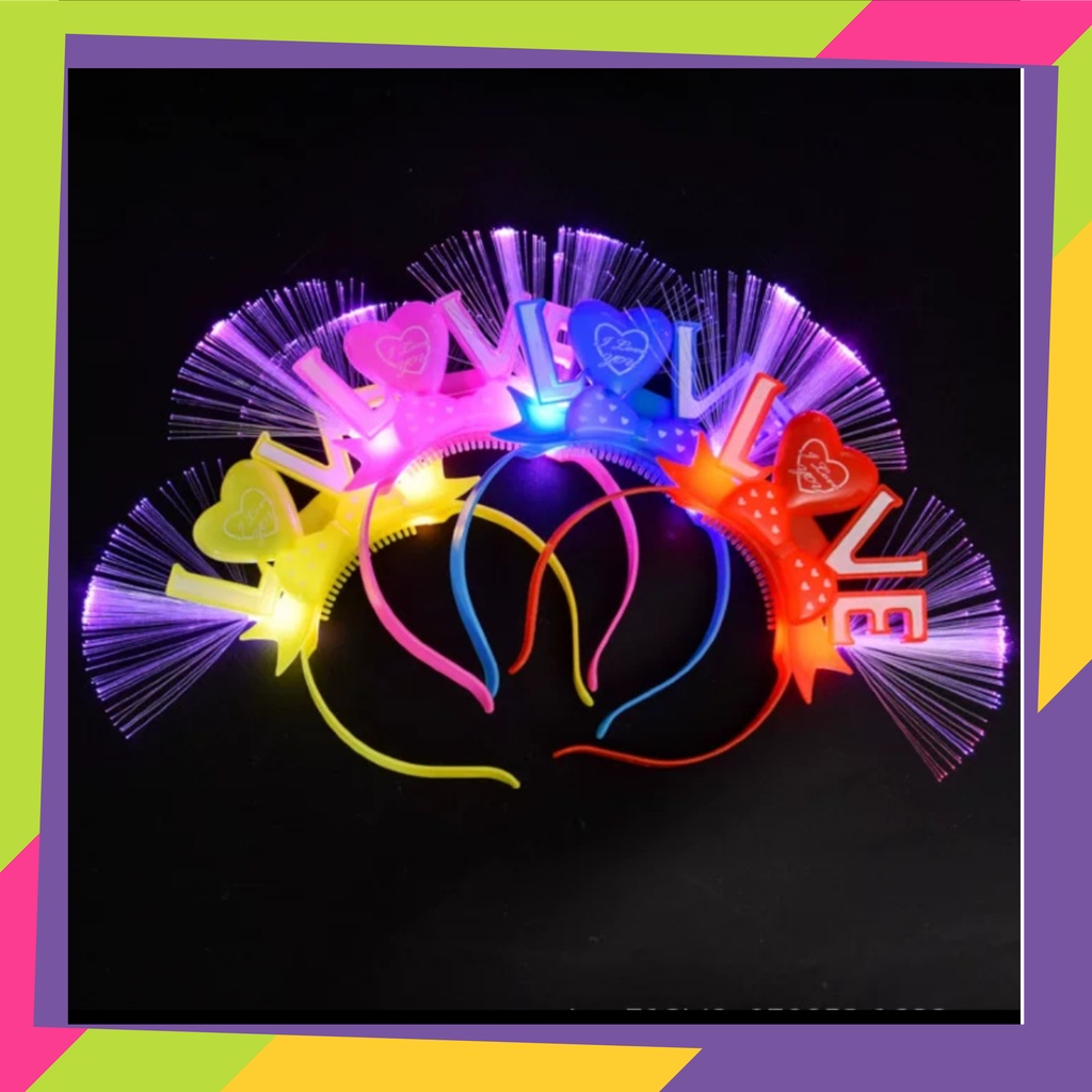 5106 / Bando anak pita love lampu LED nyala / Bandana pita love model korea