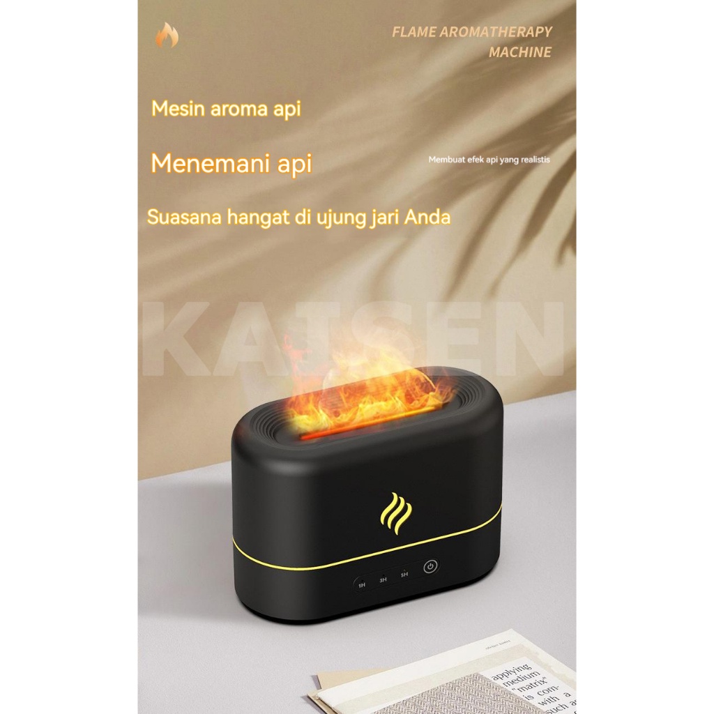 200ml Flame Aromatherapy Machine / Air Humidifier Aromatherapy Purifier Diffuser Colorful  Ilusi Api Aroma Terapi Essential Oil / Pengharum Ruangan  -MYLike Official