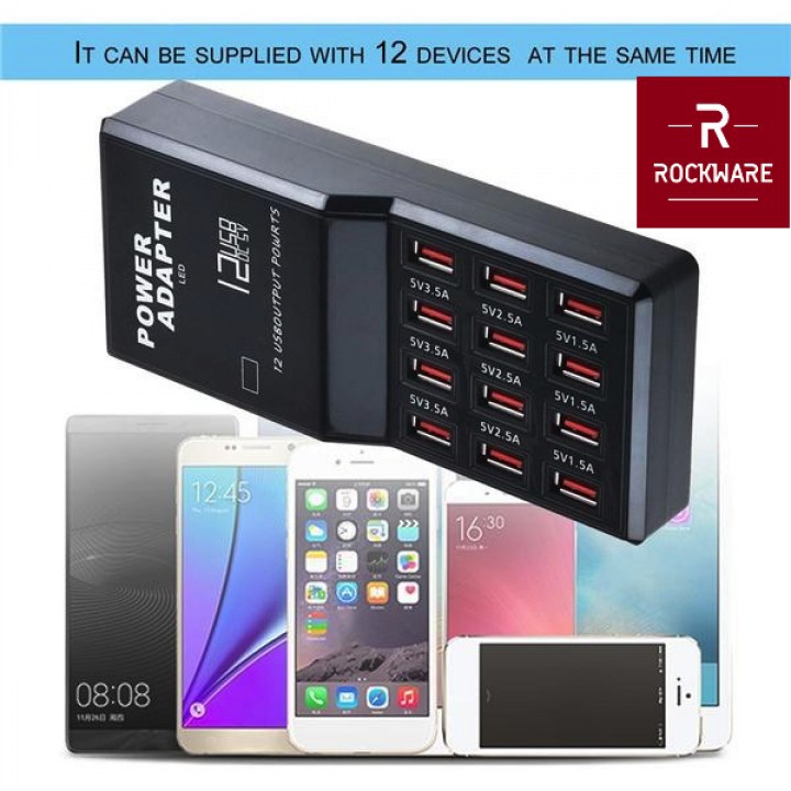 ROCKWARE W-858 - 5V 12A Smart Fast Charging 12 Ports USB Charger