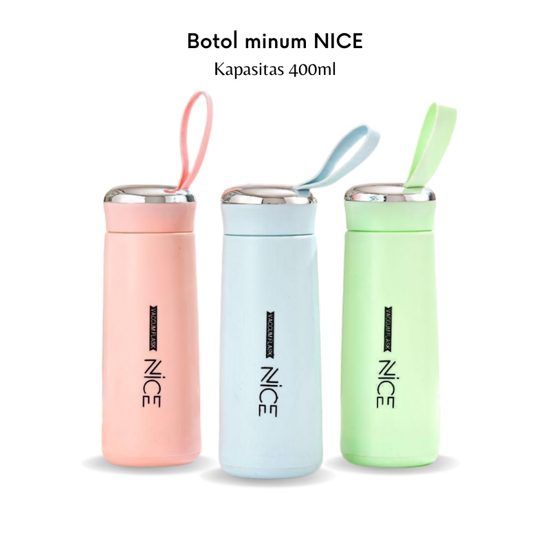 GOS - E106- Botol Minum NICE / Botol Minum Kaca Beling / Termos Botol 400ML