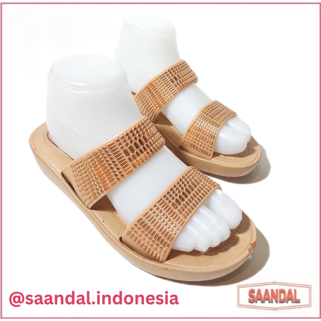 Sandal Selop Wanita Perempuan 2 Tali 2 Ban Tali Emas New Era 1513