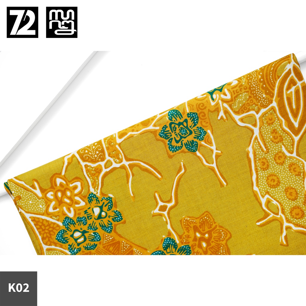 KAIN BATIK KATUN Premium Motif Kembang Warna Kuning 723910 Cap 72