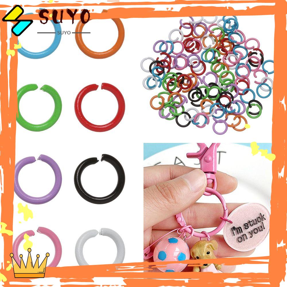 SUYO 100pcs DIY Temuan Perhiasan Warna-Warni Membuat Perhiasan Aksesoris 1.2x8mm Split Ring