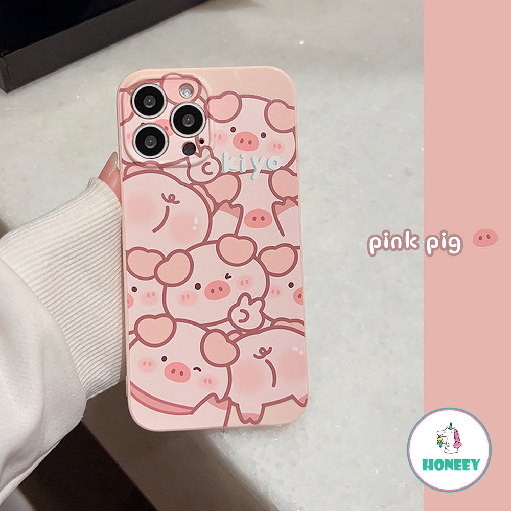 Kawaii Pink Piggy Phone Case Kompatibel Untuk iPhone 14 Pro Max13 12 11 Pro Max TPU Lembut Shockproof Sarung Handphone