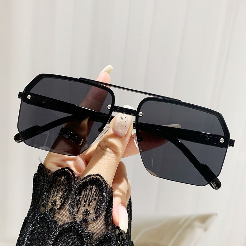 Kacamata Kodok Bingkai Besar Persegi Mode Baru Untuk Pria Mengemudi Kacamata Hitam Untuk Wanita Setengah Bingkai Kacamata Hitam