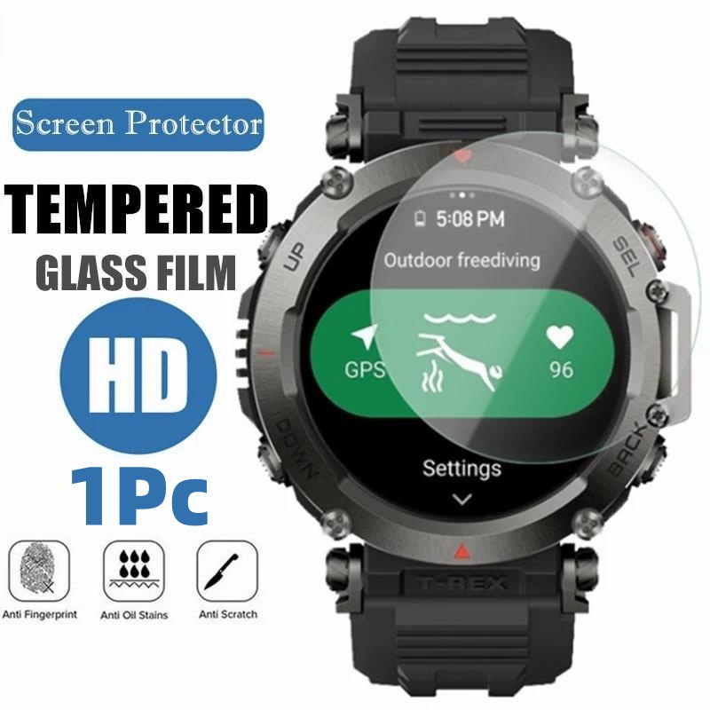 1pc Tempered Glass Film untuk Amazfit GT-Rex Ultra / 9H Film pelindung kekerasan bening / pelindung layar jam Ultra tipis / aksesoris Smartwatch