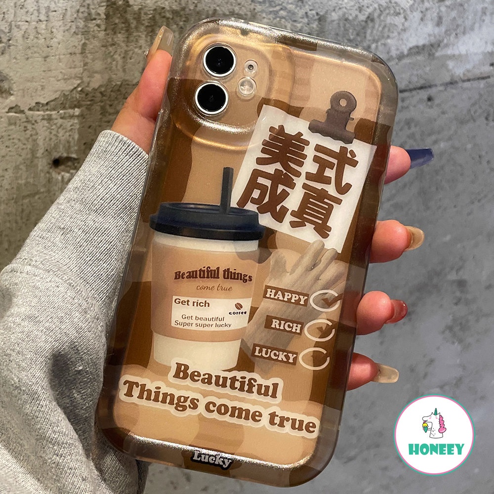 Casing Ponsel Teks Kopi Pribadi Kompatibel Untuk iPhone 14 Pro Max13 12 11 Pro Max 14plus Shockproof Airbag Sarung Handphone