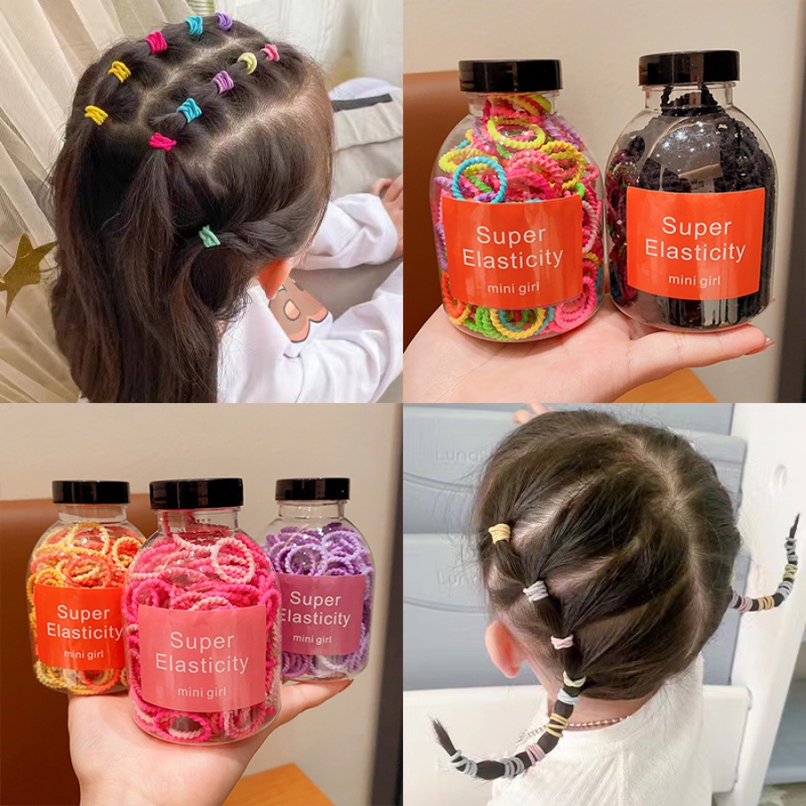 200pcs Colorful Elastic Hair Rope Girls Cute Hair Ties Rubber Band Woman Hair Accessories