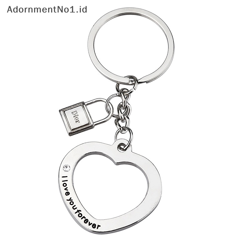 [AdornmentNo1] 1pasang pasangan kreatif gantungan kunci Ch cinta kunci cincin Zinc Alloy liontin pacar hadiah Anniversary Souvenir aksesoris perhiasan