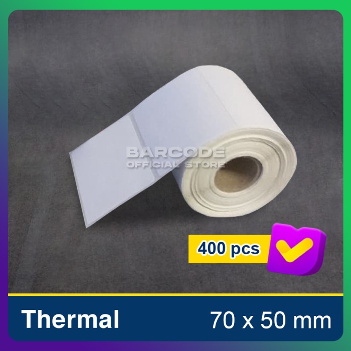 

LABEL STICKER BARCODE DIRECT THERMAL 70X50mm CORE 1" 1 LINE 400 PCS PST79