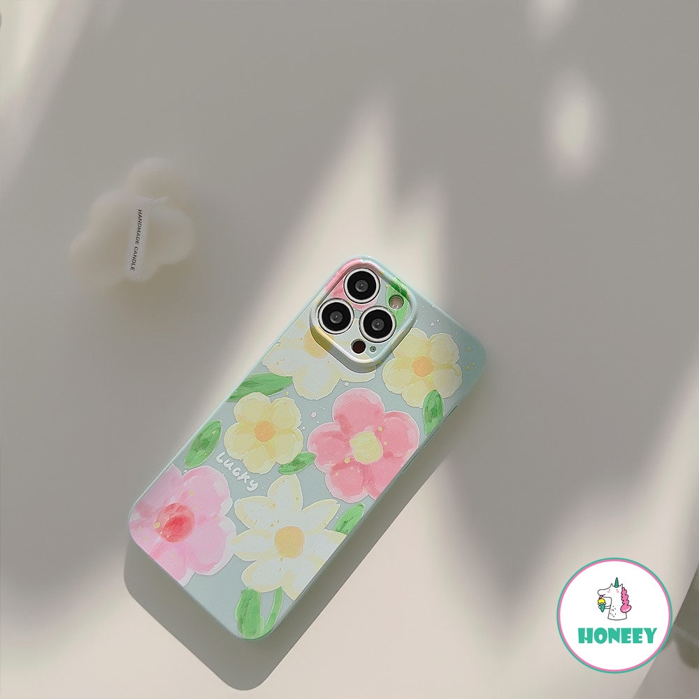 Retro Summer Pink Flowers Oil Painting Art Girls Phone Case for IPhone 14 13 12 11 Pro Max 14 Plus Case Cute Cartoon Lucky Cover