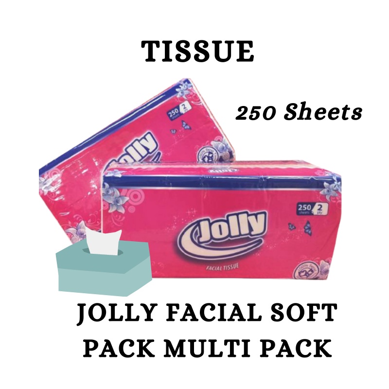 GOS -F107- Tisu Jolly 2 Ply - Tissue Facial 250 Sheets 1 Pack