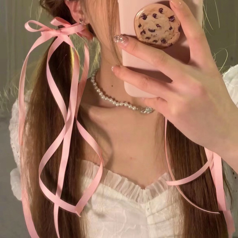 2pcs /Set Pita Busur Jepit Rambut Gadis Manis Rumbai Pita Braided Hair Clip Aksesoris Rambut Wanita