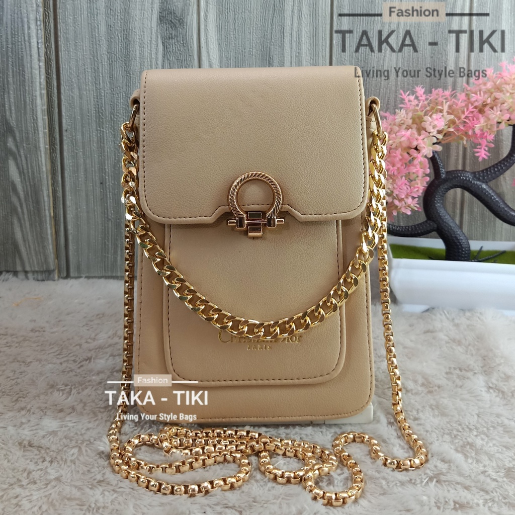 Tas sling bag cantik cd rantai  ring gold . best model terbaru 2023. SLING BAG HP WANITA 3 RUANG TERBARU