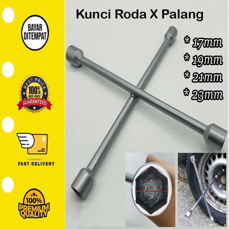 Kunci Roda Palang 4 X High Quality Stainless 17 x 19 x 21 x 23 Cross W