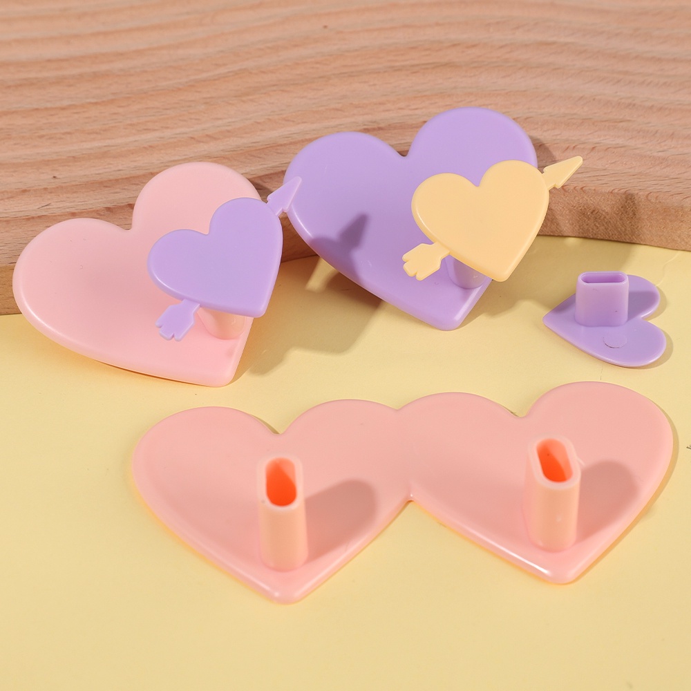 [Harga Grosir] 1PC Korean Double-Heart Hook/Tempat Perhiasan Telepon Yang Dipasang Di Dinding/Doorback Umbrella Keys Coat Rack/ Kait Perekat Dapur Kamar Mandi/Organizer Rumah Nordic