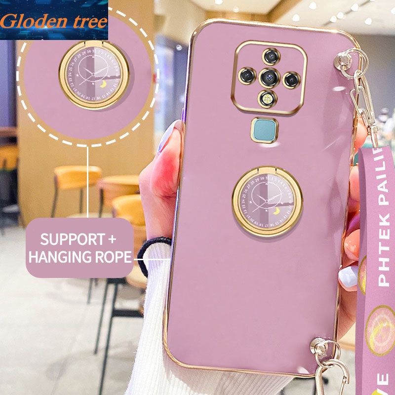 Casing Ponsel Pohon Gloden Untuk Infinix Tecno Camon 16 Pro CE7 CE7j CE9h Original Casing Dengan Watch Standand Lanyard