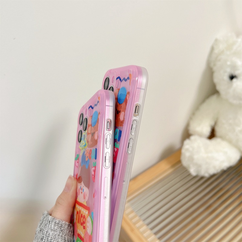 Nice Bear Boy Soft TPU Case HP iP iPhone 12 13 14 Pro Max 11 FTD Casing Apple