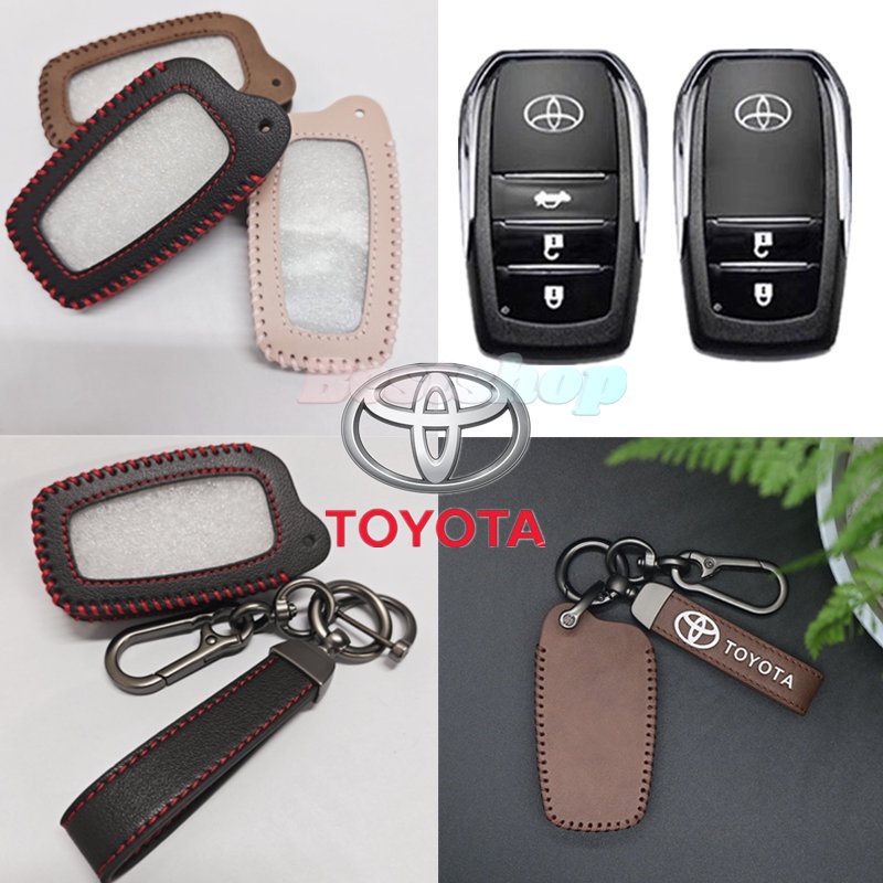 Kulit Full Cover Case Kunci Remote Mobil Untuk Toyota Land Cruiser Camry Crown Venza RAV4 Prime Hilux Fortuner Tundra Corolla Cross Innova Yaris 2 3 4 Kancing Key Case Aksesoris