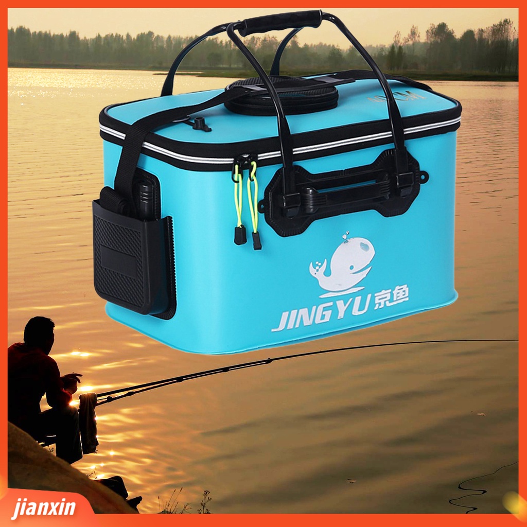 (In Stock) Kotak Pancing Dapat Dilipat Tahan Air EVA Zipper Closure Fishing Tackle Carry Bucket Untuk Camping Memancing Outdoor
