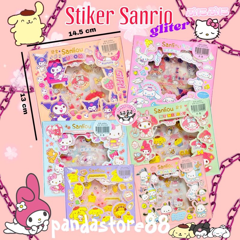 

Stiker Sanrio Glitter Hologram Box 3D Mix Random dalam 1 pak