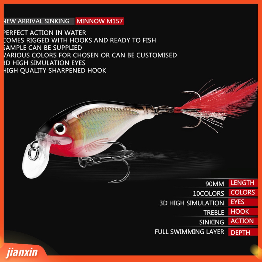 (In Stock) 12.3-13g /8.5-9cm Umpan Pancing 3D Simulasi Fisheye Tajam Kait Menggoda Air Tawar Treble Hook Lure Umpan Memancing Luar Ruangan