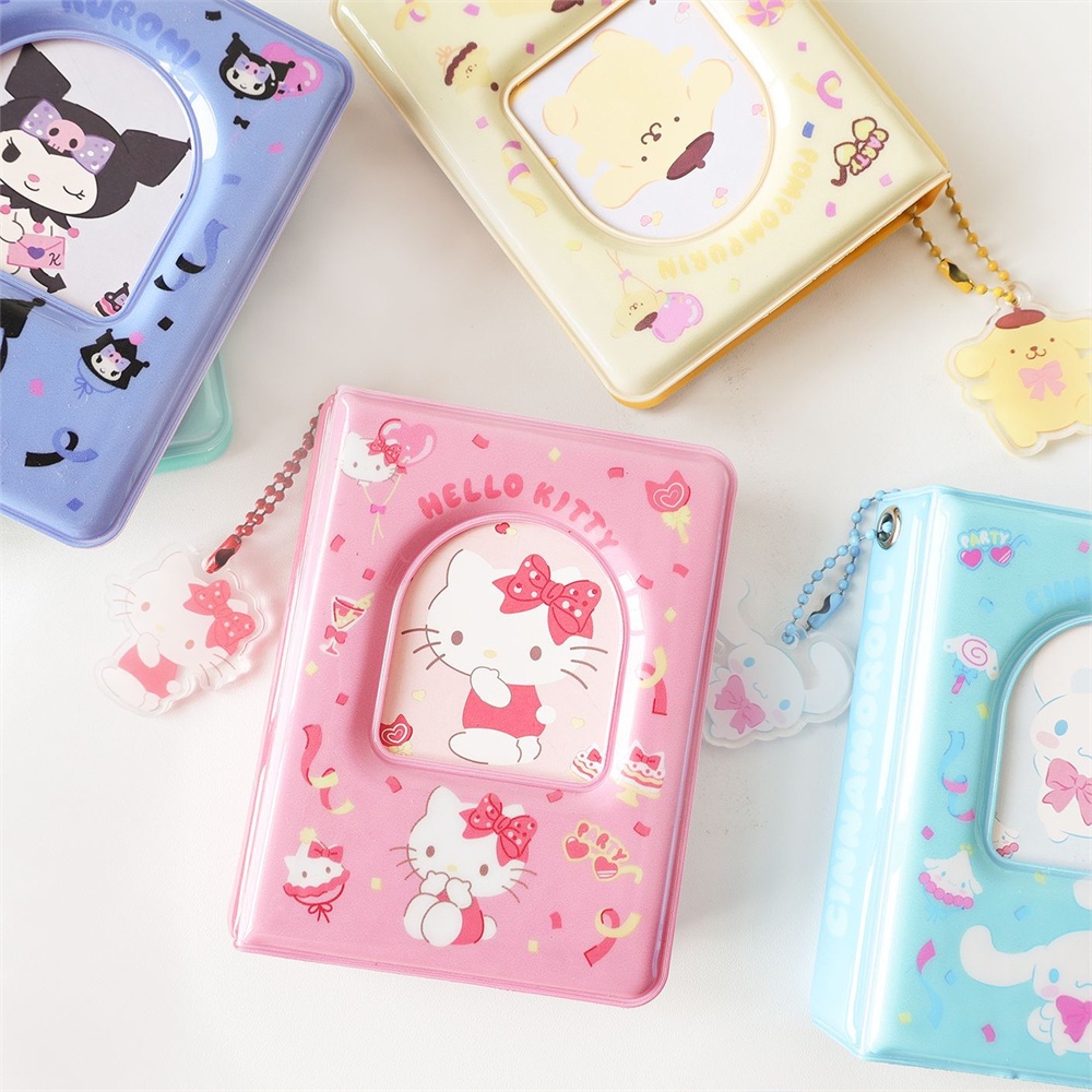 ღ Album Foto Sanrio Buku Kartu Kecil Kartun Lucu Kuromi Cinnamoroll Polo Star Chasing Buku Penyimpanan Buku Perlindungan Kartu Kecil Tiga Inci