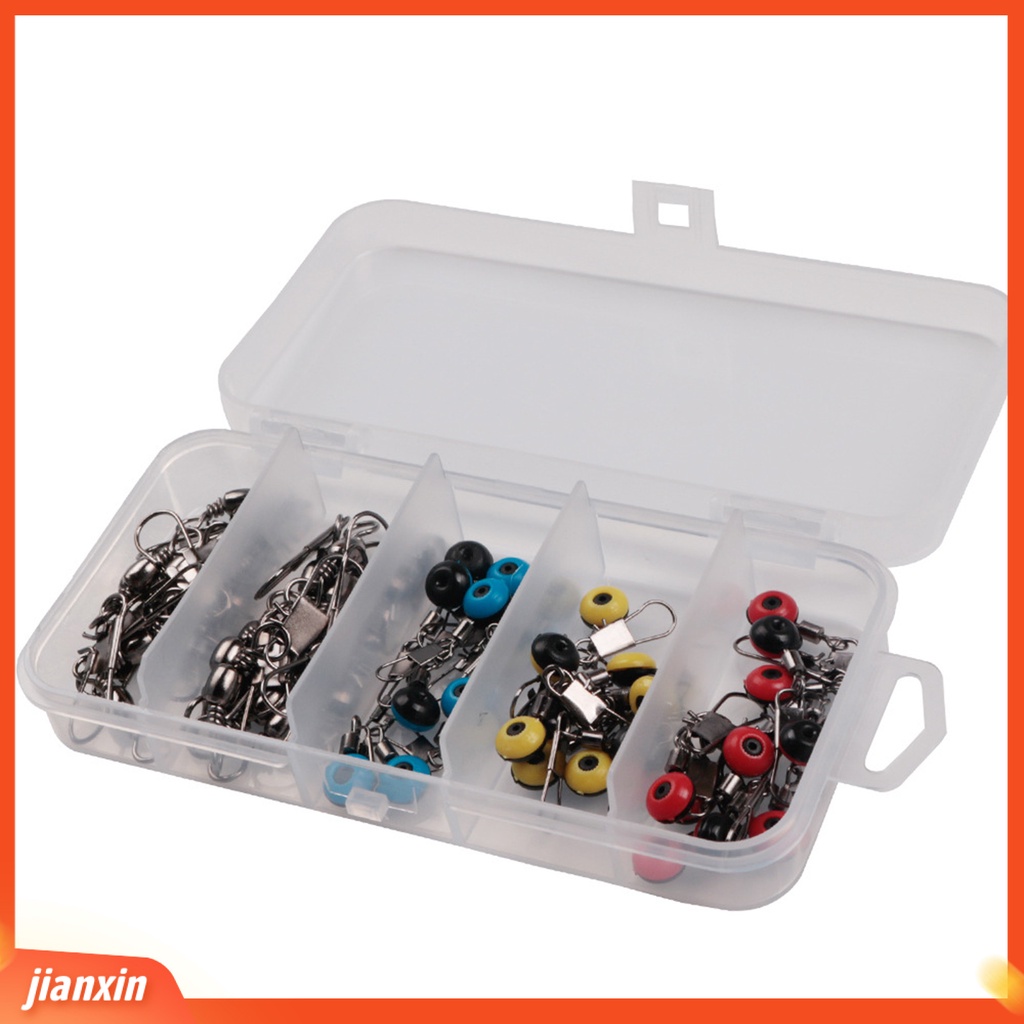 (In Stock) 50Pcs Snap Putar Konektor Pancing Garis Sinker Tackle Rolling Clip Dengan Kotak