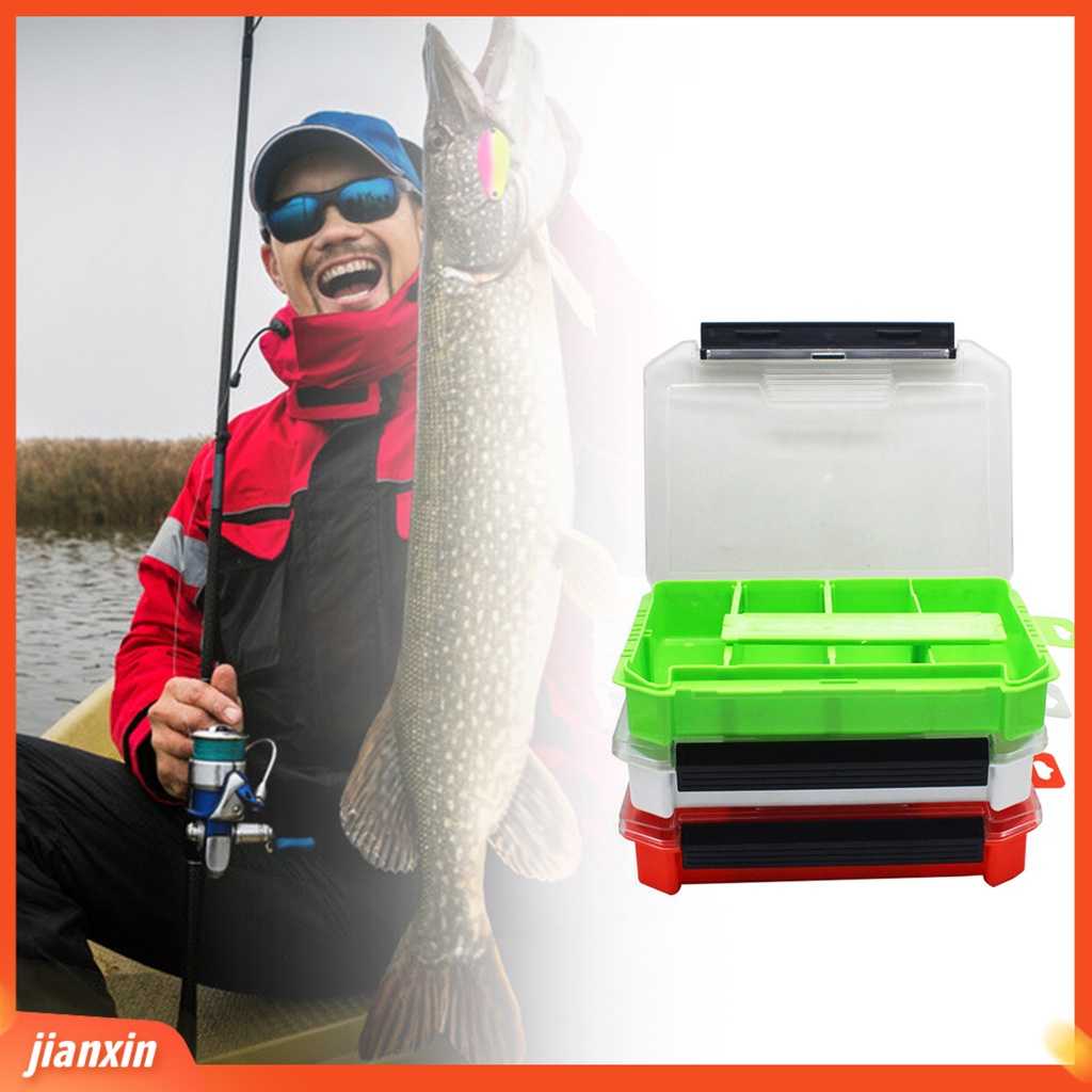 (In Stock) Kotak Umpan Multicolor Dua Sisi Plastik Single Layer Fishing Tackle Box Bag Untuk Memancing