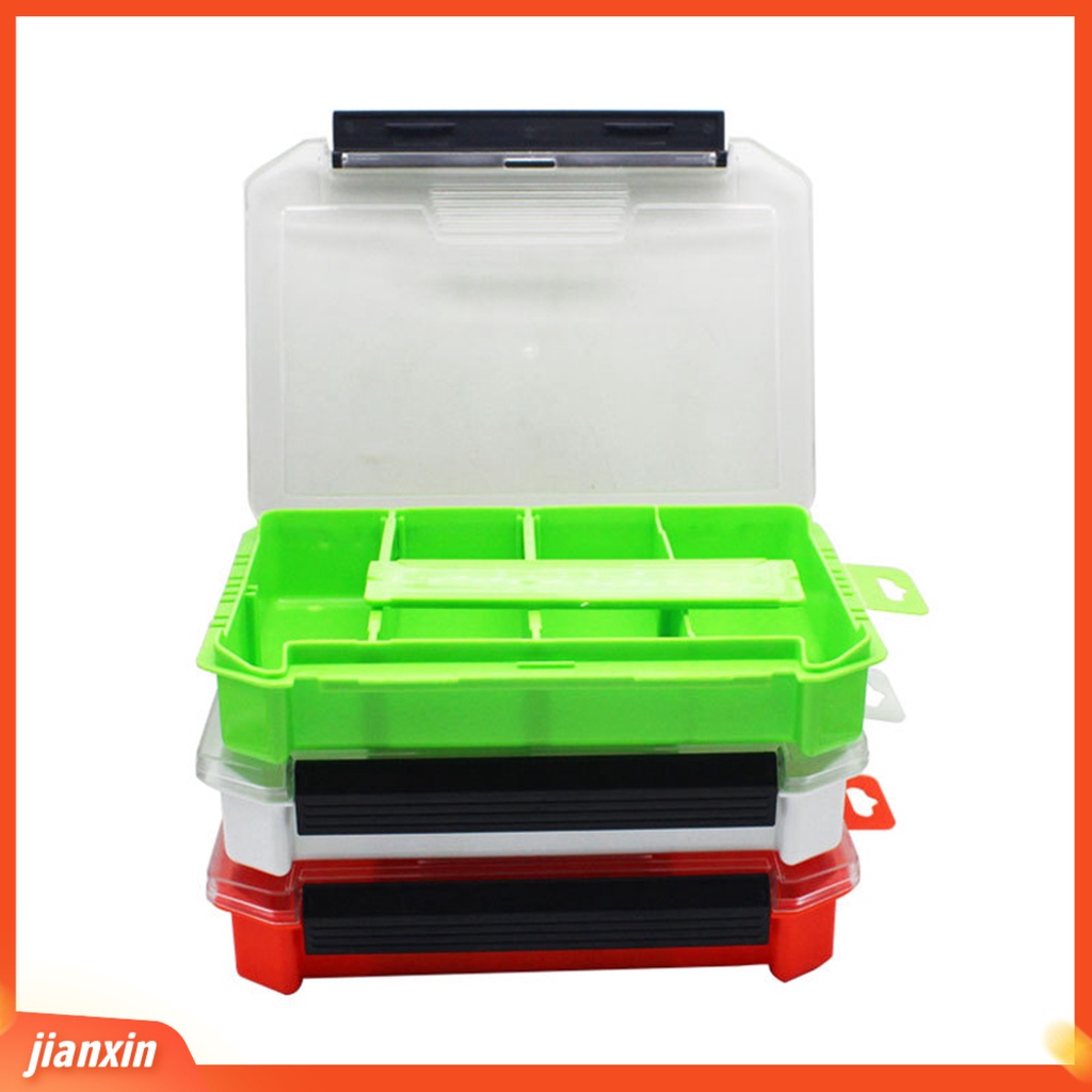 (In Stock) Kotak Umpan Multicolor Dua Sisi Plastik Single Layer Fishing Tackle Box Bag Untuk Memancing